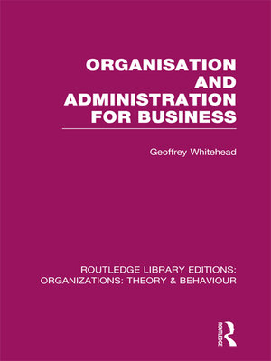 cover image of Organisation and Administration for Business (RLE